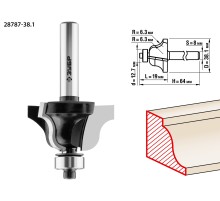 ЗУБР 38.1 x 19 мм, радиус 6.3 мм, фреза кромочная калевочная №4, Профессионал (28787-38.1)