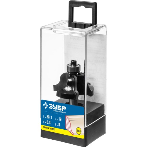 ЗУБР 38.1 x 19 мм, радиус 6.3 мм, фреза кромочная калевочная №4, Профессионал (28787-38.1)