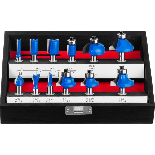 ЗУБР 12 шт, набор профильных фрез по дереву, Профессионал (28796-H12)