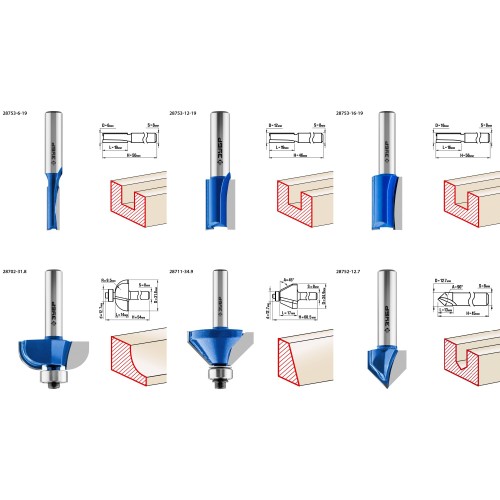 ЗУБР 12 шт, набор профильных фрез по дереву, Профессионал (28796-H12)