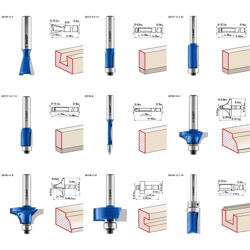ЗУБР 26 шт, набор профильных фрез по дереву, Профессионал (28796-H26)