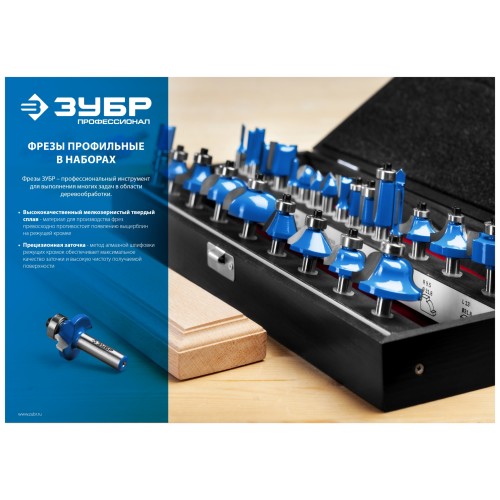 ЗУБР 26 шт, набор профильных фрез по дереву, Профессионал (28796-H26)