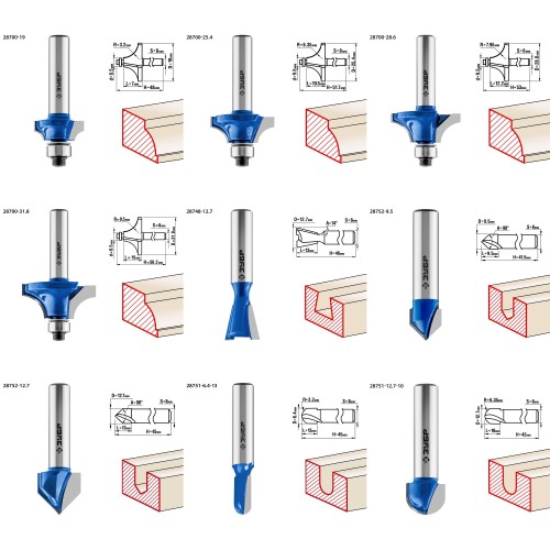 ЗУБР 30 шт, набор профильных фрез по дереву, Профессионал (28796-H30)