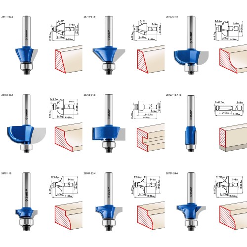 ЗУБР 30 шт, набор профильных фрез по дереву, Профессионал (28796-H30)