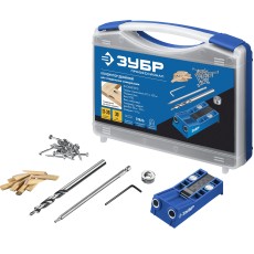 ЗУБР два отверстия, в кейсе, двойной кондуктор для глухих отверстий, Профессионал (30091)