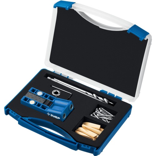 ЗУБР два отверстия, в кейсе, двойной кондуктор для глухих отверстий, Профессионал (30091)