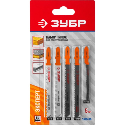 ЗУБР T-хвост., по дереву, 5 шт, набор полотен для лобзика (1595-S5)