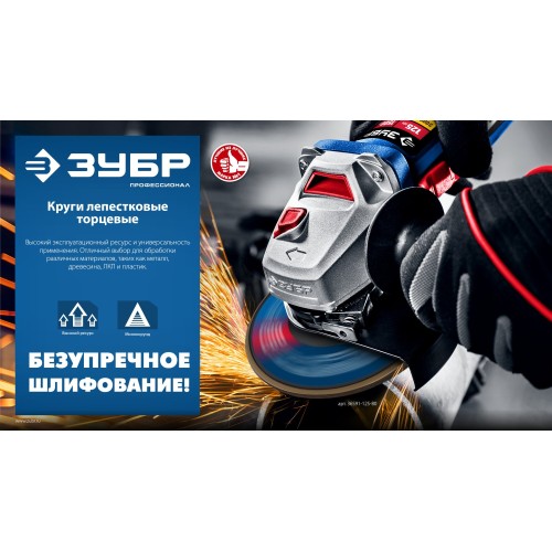 ЗУБР 125 х 22.2 мм, P40, КЛТ, Круг лепестковый торцевой (36591-125-40)
