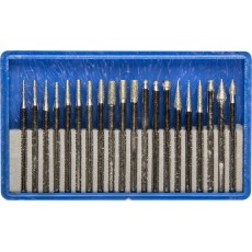 ЗУБР 20 шт, хвостовик d 3 мм, Р 150 - 180, набор алмазных мини-насадок для гравера, Профессионал (33383-H20)