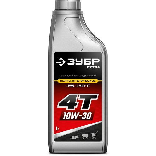 ЗУБР 4Т-10W30, 1 л, полусинтетическое масло для 4-тактных двигателей, EXTRA (70614-1)
