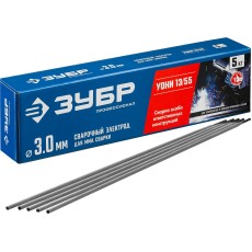 ЗУБР Д 3.0 х 350 мм, 5 кг в коробке, УОНИ 13/55 с основным покрытием, электрод сварочный, Профессионал (40025-3.0)