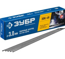 ЗУБР Д 3.0 х 350 мм, 5 кг в коробке, ЗОК-46 рутил-целлюлозный, электрод сварочный, Профессионал (40035-3.0)