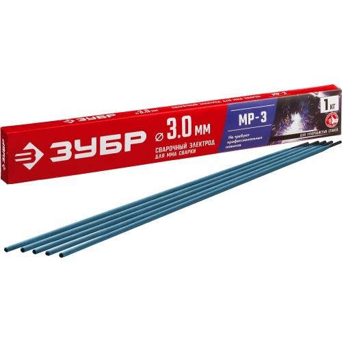 ЗУБР Д 3.0 х 350 мм, 1 кг в коробке, МР-3 рутиловый, электрод сварочный (40011-3.0)