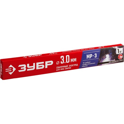 ЗУБР Д 3.0 х 350 мм, 1 кг в коробке, МР-3 рутиловый, электрод сварочный (40011-3.0)