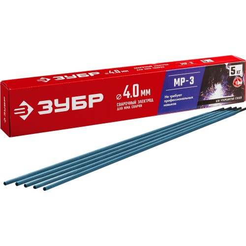ЗУБР Д 4.0 х 450 мм, 5 кг в коробке МР-3 рутиловый, электрод сварочный (40015-4.0)