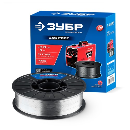 ЗУБР П-СП, d 0.8 мм, 5 кг, порошковая сварочная проволока (с флюсом), тип E71T-GS, Профессионал (40080-0.8-5)