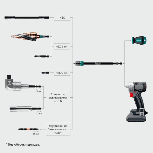 KRAFTOOL BULLDOG, 150 мм, адаптер с жесткой автоматической фиксацией для шуруповертов (26785-150)