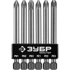 ЗУБР MX-6, 6 шт, набор бит с адаптером (26089-H6)
