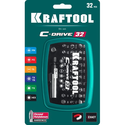 KRAFTOOL C-Drive 32, 32шт, набор многофункциональных бит (26067-H32)