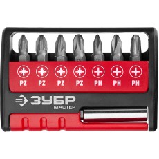 ЗУБР MX-8, 8 шт, набор бит с адаптером (26089-H8)