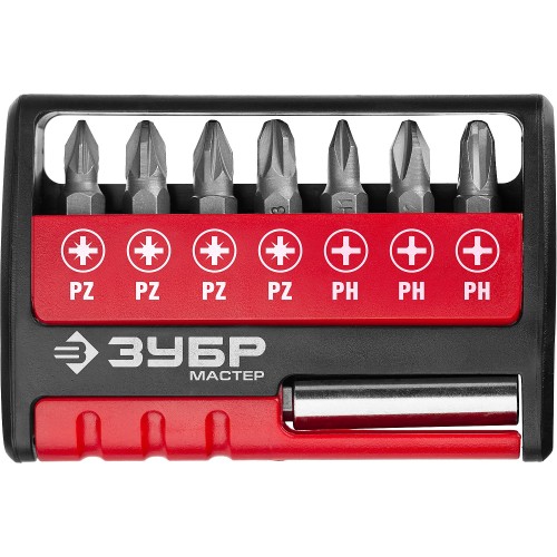 ЗУБР MX-8, 8 шт, набор бит с адаптером (26089-H8)