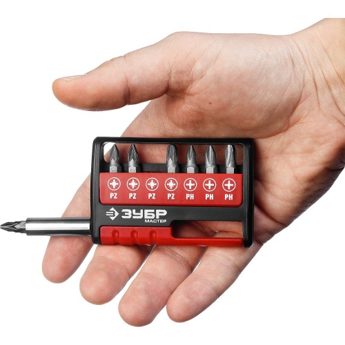 ЗУБР MX-8, 8 шт, набор бит с адаптером (26089-H8)