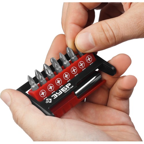 ЗУБР MX-8, 8 шт, набор бит с адаптером (26089-H8)