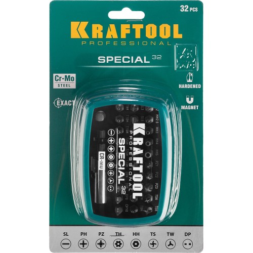 KRAFTOOL Special-32, с адаптером 32 шт, набор специальных бит (2610-H32)