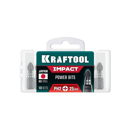 KRAFTOOL Impact PH 2, 25 мм, 10 шт, ударные биты (26191-2-25-S10)