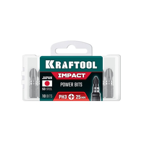 KRAFTOOL Impact PH 3, 25 мм, 10 шт, ударные биты (26191-3-25-S10)