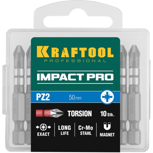KRAFTOOL Impact PZ2, 50 мм, 10 шт, ударные биты (26193-2-50-S10)
