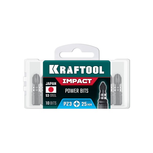 KRAFTOOL Impact PZ 3, 25 мм, 10 шт, ударные биты (26193-3-25-S10)