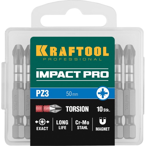 KRAFTOOL Impact PZ3, 50 мм, 10 шт, ударные биты (26193-3-50-S10)