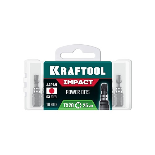 KRAFTOOL Impact TX 20, 25 мм, 10 шт, ударные биты (26195-20-25-S10)