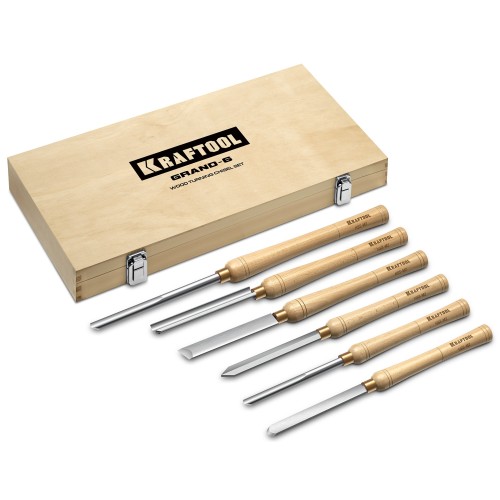 KRAFTOOL Grand-6 6 предм., набор токарных резцов по дереву (18368)