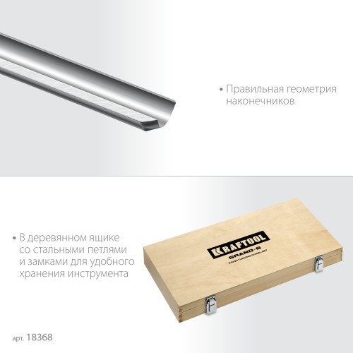 KRAFTOOL Grand-6 6 предм., набор токарных резцов по дереву (18368)