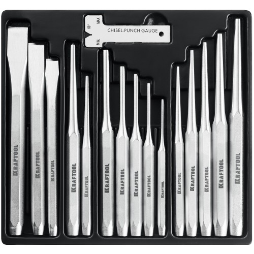 KRAFTOOL Grand-15, 15 предметов, набор зубил и кернеров (21075-H15)