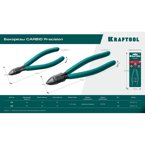 KRAFTOOL KarbMax, 125 мм, бокорезы твердосплавные (22018-5-13)