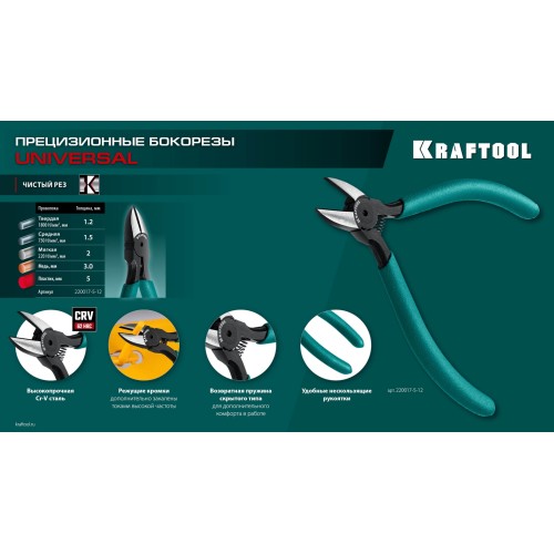 KRAFTOOL Kraft Mini, 130 мм, прецизионные бокорезы (220017-5-12)