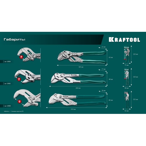KRAFTOOL Vise-Wrench, 300 мм, клещи переставные-гаечный ключ (22068)