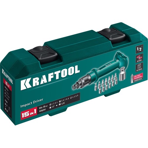 KRAFTOOL ID-15, 15 предм., ударно-поворотная отвертка (25550-Н10)