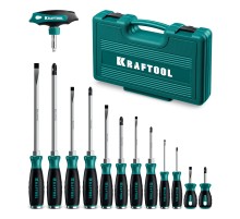 KRAFTOOL IMPACT 13 шт, сквозной стержень Cr-Mo, набор ударных отверток (25035)