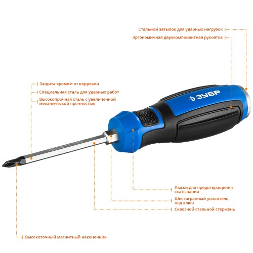 ЗУБР Ударник, PH1 х 75 мм, ударная отвертка, Профессионал (25272-1)