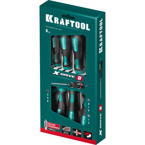 KRAFTOOL Х-Drive-8, 8 шт, набор отверток (250081-H8)