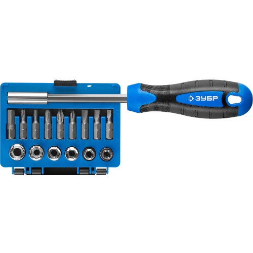 ЗУБР отвертка-битодержатель с насадками, Профессионал (25216)