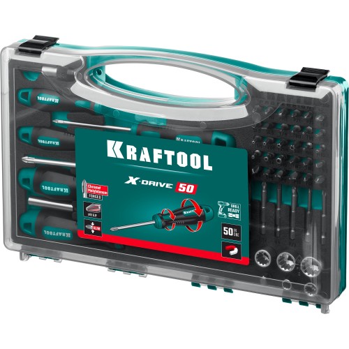 KRAFTOOL X-Drive 50, 50 предм., набор отверток и насадок (25815)