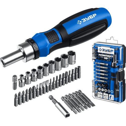 ЗУБР Компакт-38, 38 предм., реверсивная отвертка с насадками, Профессионал (25165-H38)