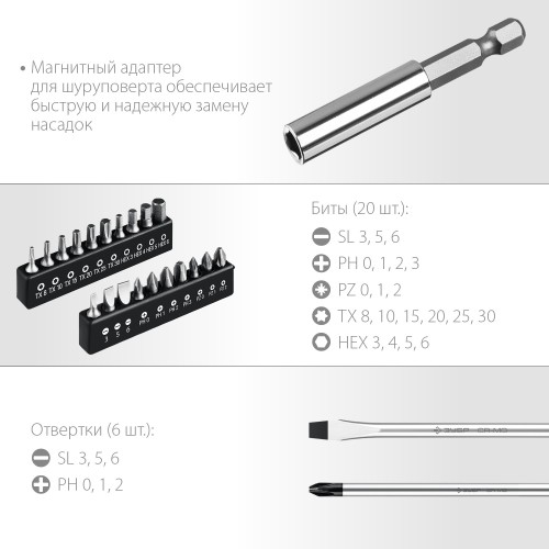 ЗУБР 28 предм., набор отверток, Профессионал (25240)