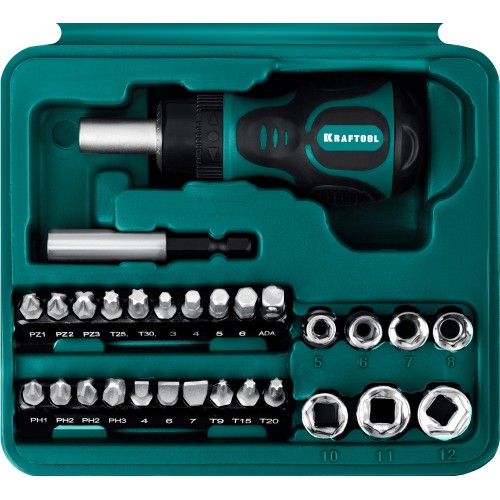 KRAFTOOL Kompakt-29, с насадками, 29 предм., реверсивная отвертка (25556-H29)