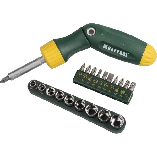 KRAFTOOL X-Hard-21, 21 предм., с насадками, реверсивно-рычажная отвертка (26151-H21)
